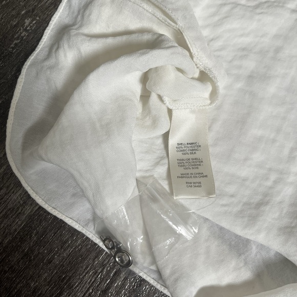 Rebecca Taylor Womens White Silk‎ Beaded Blouse Size 2 Keyhole Back 3/4 Sleeve - Picture 9 of 9